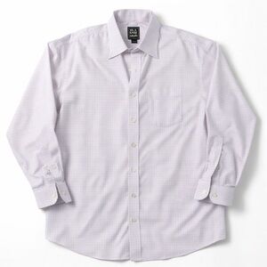 Jos A Bank Traveler Pink Blue Check Dress Shirt Men 17.5x35 Cotton